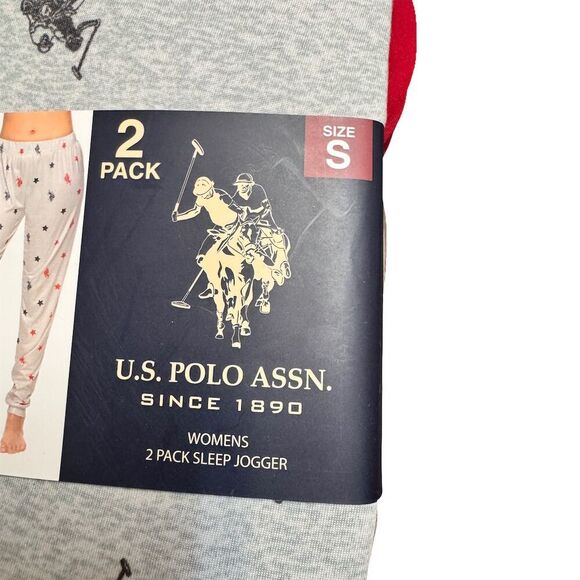 US Polo Assn Women's Lounge Pants 2-Pack Graphic Print Size S Red - Picture 3 of 5